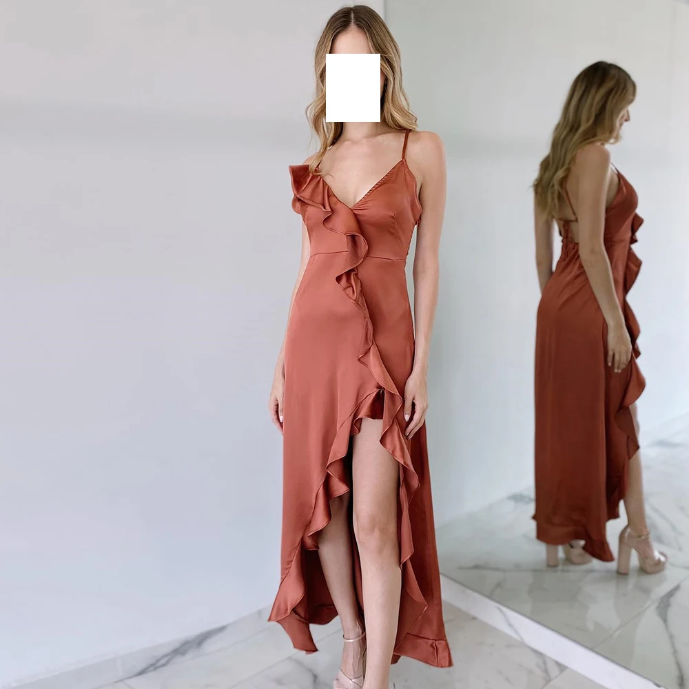 Простое однотонное Плиссированное вечернее платье с оборками классическое