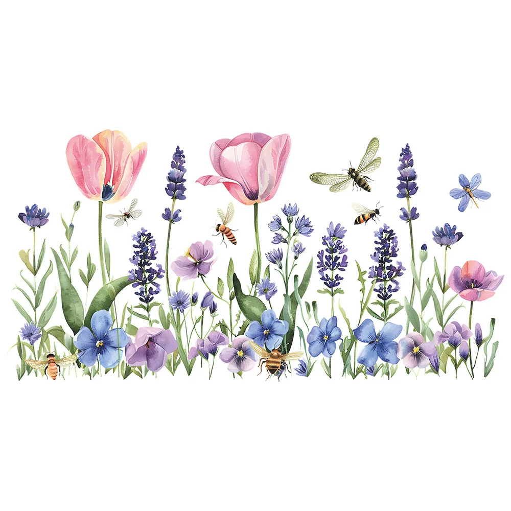 Цветочные статические наклейки на окна и зеркала для украшения ванной комнаты