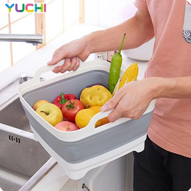 

Квадратная раковина для мытья фруктов и овощей, кухонная продукция, складные раковины, сливная корзина, портативные дорожные уличные раков...