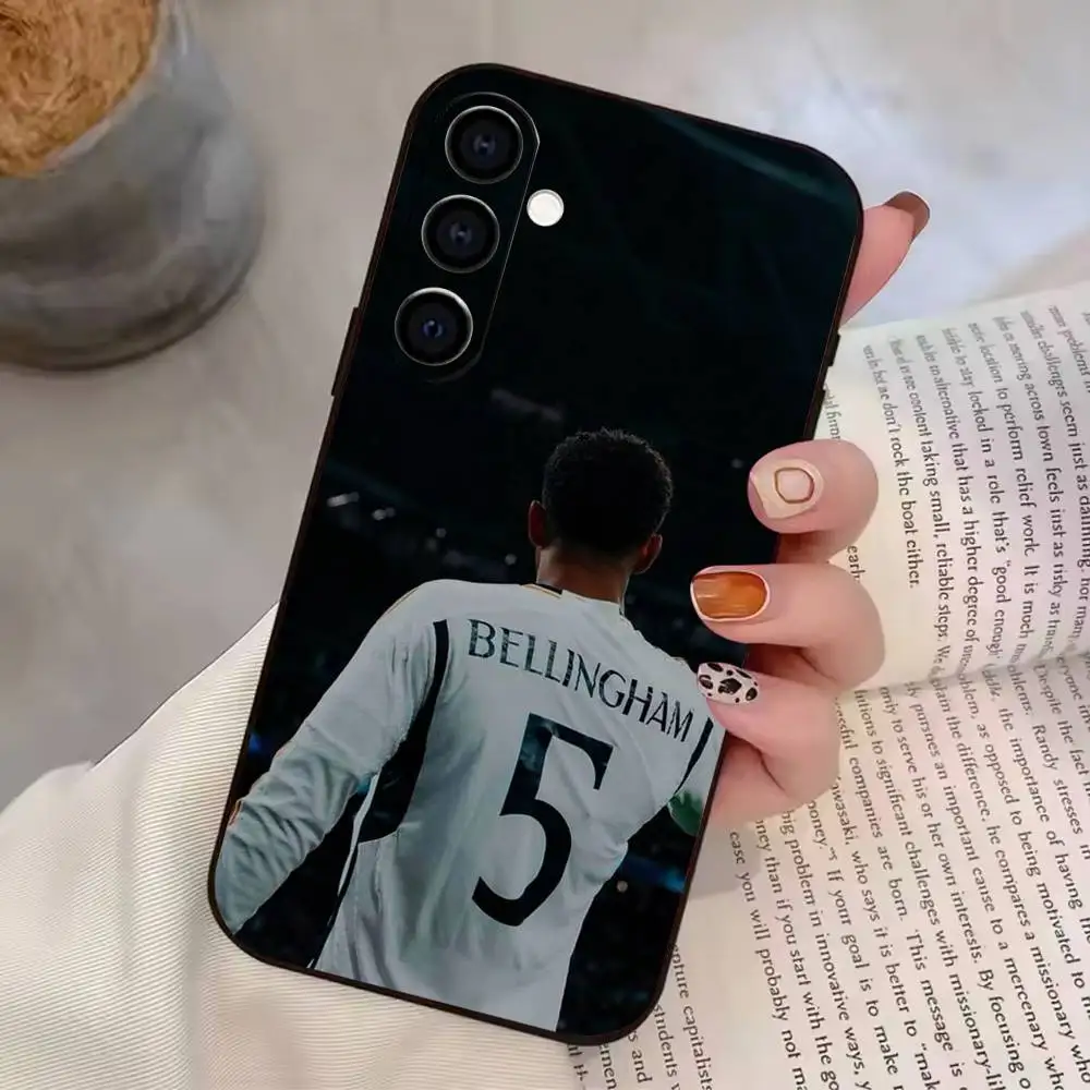 Фото Чехол для телефона B-Bellingham N-No.5 Football Jersey для Galaxy Samsung A72, A53, A71, A70, A52, A73, A51, силиконовый, черный, мягкий №3