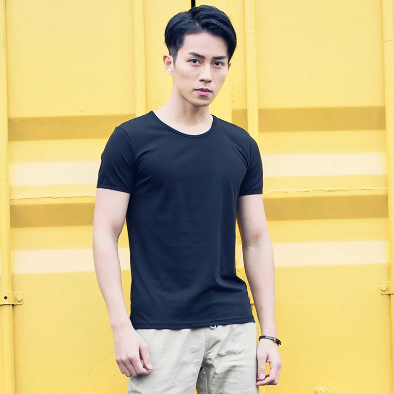 8707-Men's casual T-shirt men's summer short-sleeved shirt fashion simple round neck