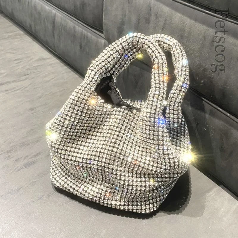 

Diamonds Handbags For Women Fashion Bucket Bags Shiny Desiigner Luxury Clutch Purse And Handbag Evening Party Small Tote