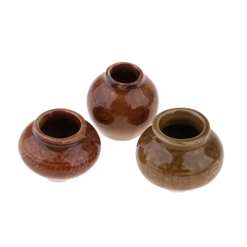 

3Pcs Vintage Style Ceramic Porcelain Vase for 1/6 Dollhouse Miniature