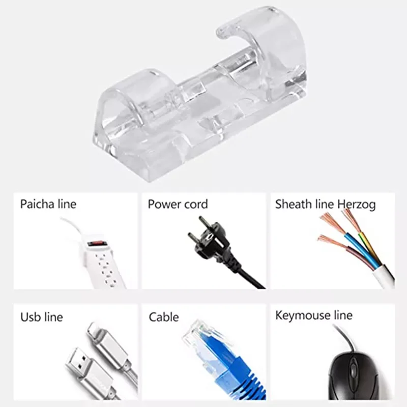 

Pcs Cable Clips Organizer Drop Wire Holder Cord Management Self-Adhesive Cable Manager Fixed Clamp Wire Winder