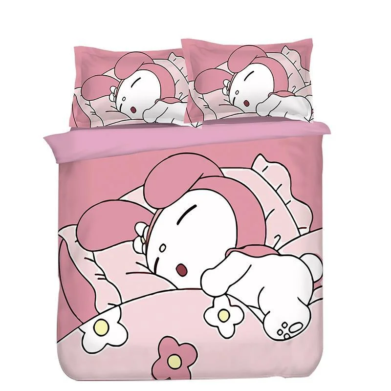 

Домашний текстиль Sanrio My melody, приятное для кожи постельное белье, набор из четырех предметов, мультяшный студенческий комплект из пододеяльн...