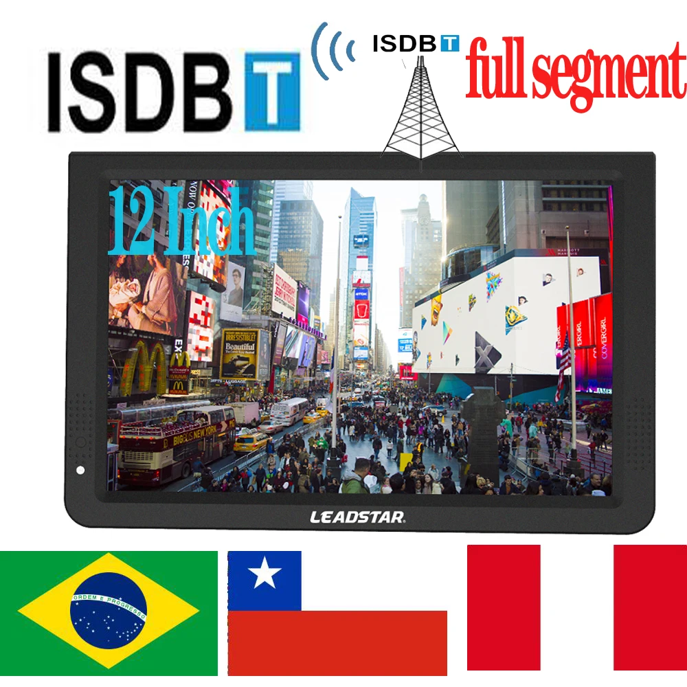 LEADSTAR 12 Inch Portable Mini Digital Tv With ISDB-T /H265/Hevc Dolby Ac3 1280*800 TF Card For Home/Car With Car charger  Mount