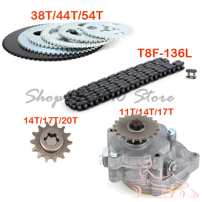 

T8F Clutch Drum Gear Box Sprocket with chain for 33cc 43cc 49cc Ty Rod II Go Kart Mini Moto Dirt Bike Scooter Xtreme ATV buggy