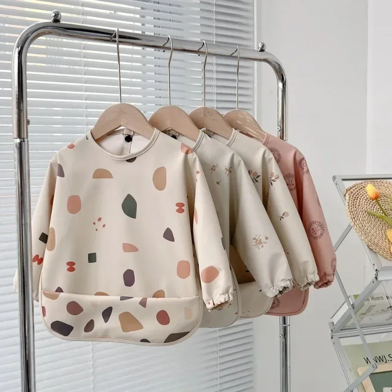 

Baby Bibs Toddler Baberos Bavoir Waterproof Long Sleeve Apron Cartoon Animals Children Feeding Smock Sleeveless Bib Baby Stuff
