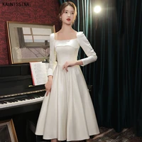 kaunissina a line homecoming dress satin white cocktail dresses square collar prom vestidos formal special occasion gowns