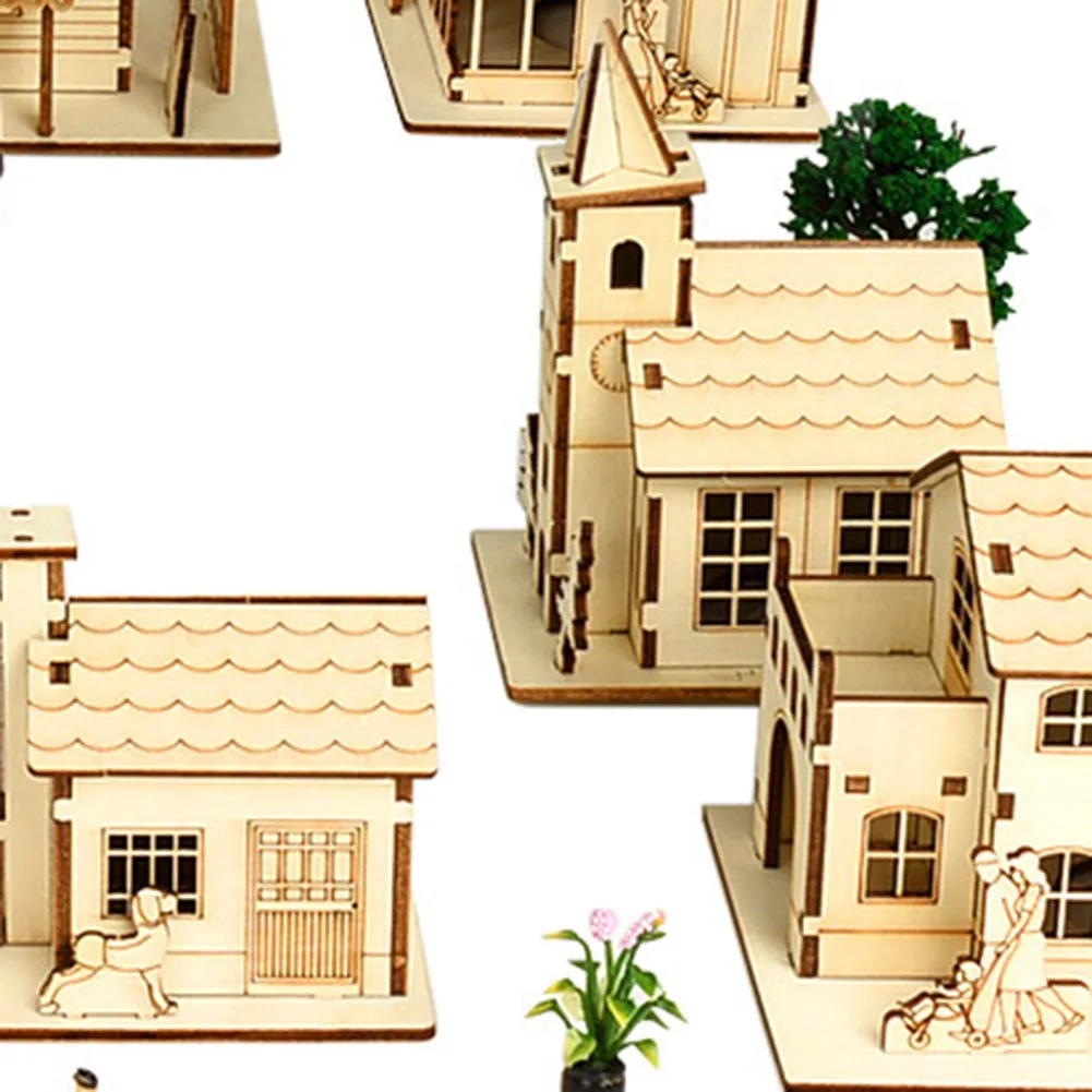 Светодиодный светильник мини-деревянный дом модель светящегося на Рождество