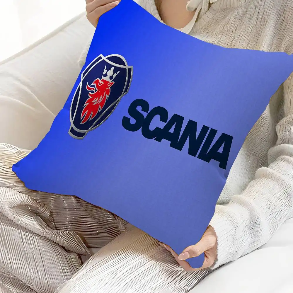 Фото Чехлы для подушек с логотипом S-Scania, декоративные чехлы для дивана с мультяшным рисунком, двусторонняя печать, короткий плюш, милые чехлы для подушек №5