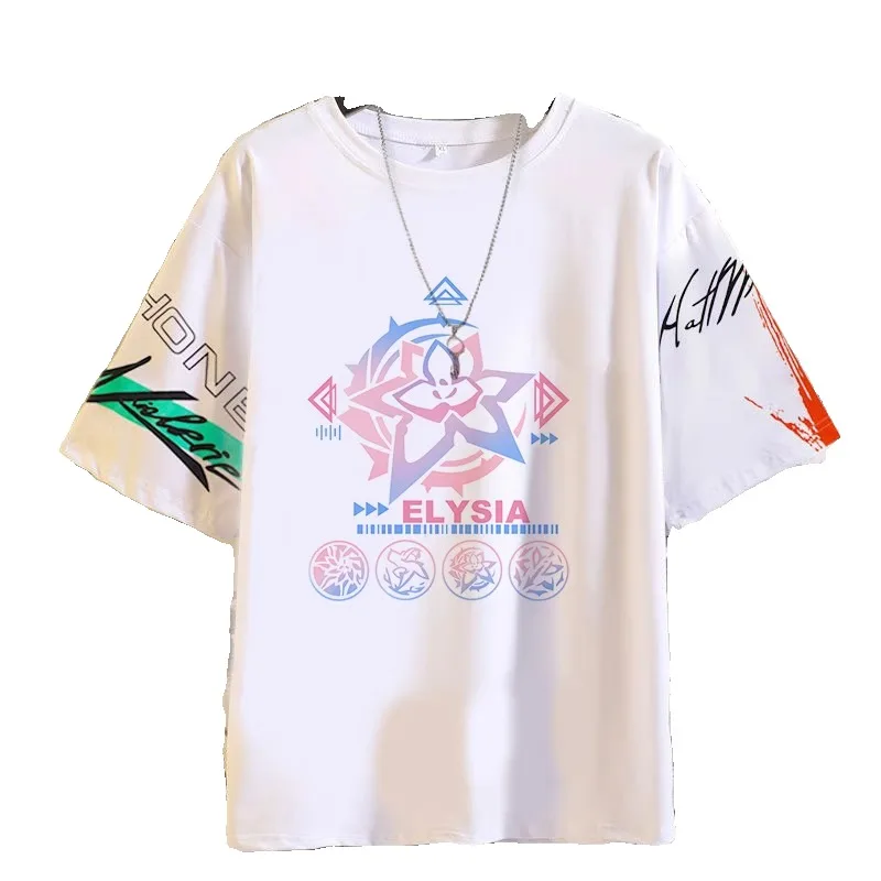 Игра Honkai Impact 3 Cos Fu Hua Bronya Mobius Райден Мэй Elysia и т. д. Свободная простая аниме футболка
