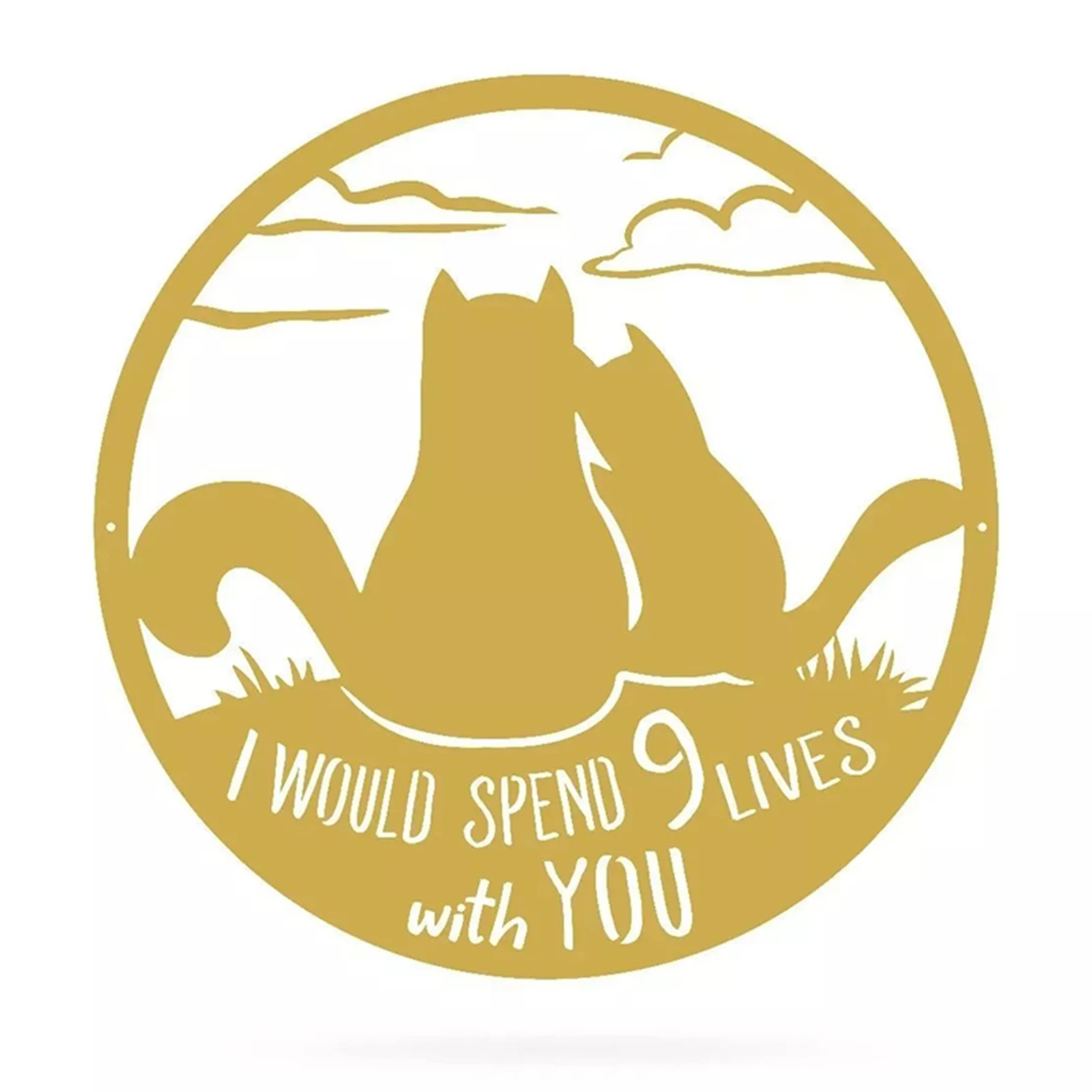 

Металлический подвесной орнамент в скандинавском стиле с милым котом, персонализированное круглое неперфорированное настенное украшение ...