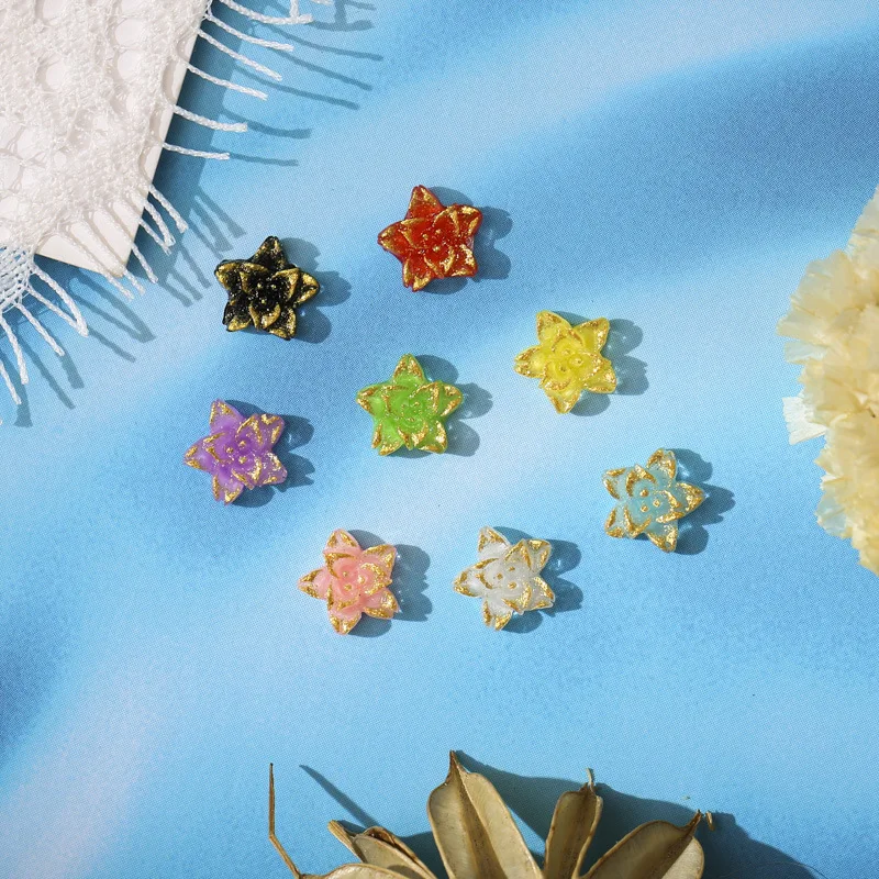 

Nail Rose Gold Star Lotus Petal Summer Magic Color Magic Five Pointed Star Three-dimensional Nail Decoration Diamond Nail Art