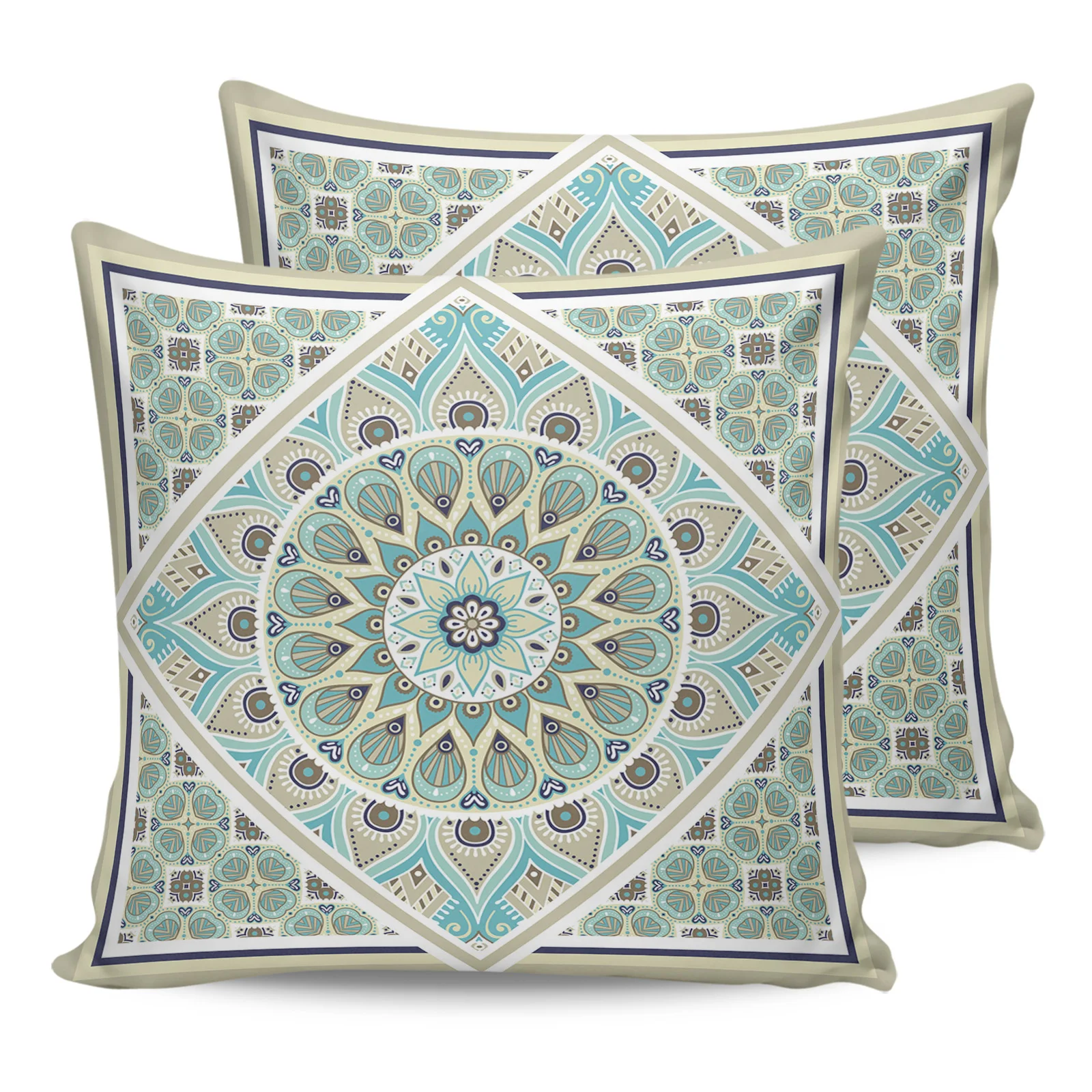 

Boho Style Mandala Pattern Pillowcase Two Piece Set Home Sofa Decor Cushion Cover Pillowcase Bed Pillow Cover Printed Pattern