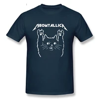 cat meowtallica cat rock music men t shirts dark heather cotton gift tshirts funny t shirts tee tops