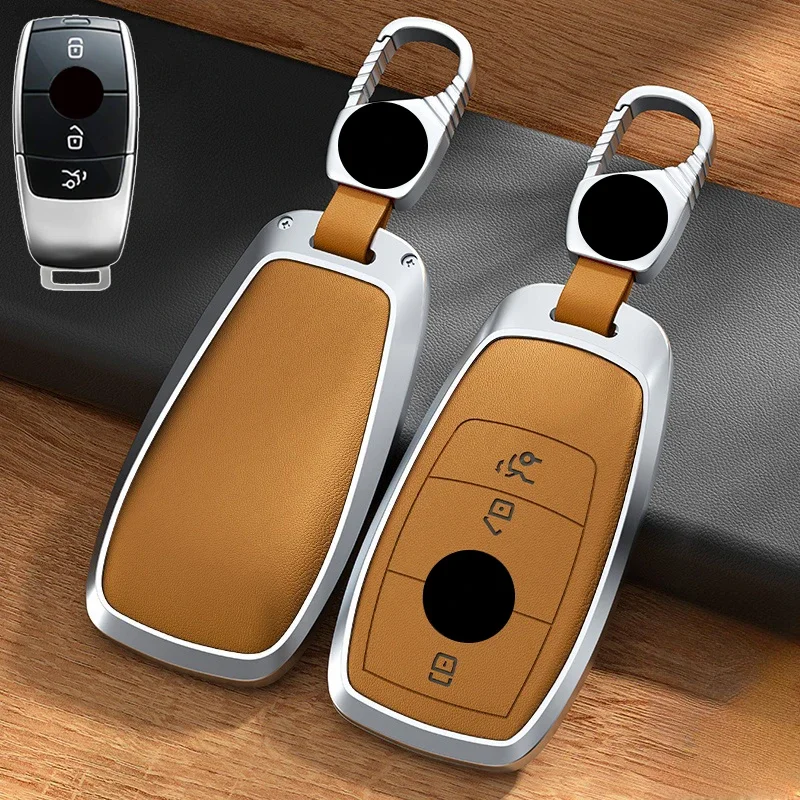 Кожаный Автомобильный Брелок с дистанционным управлением из алюминиевого