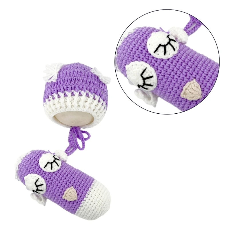 Реквизит для детской фотографии вязаная крючком шапка с изображением совы и