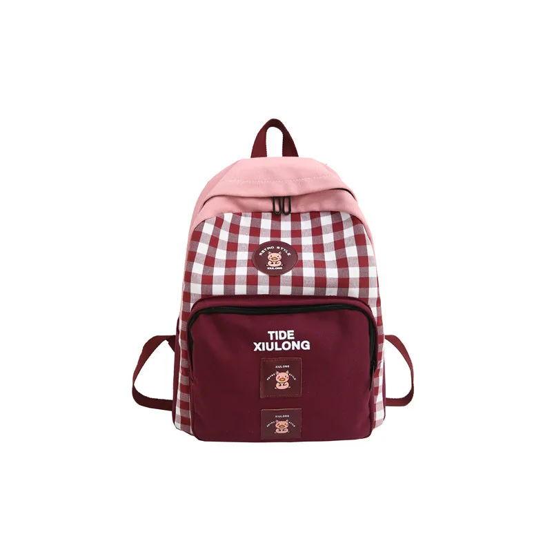

Backpack Women's 2021 New Printed Plaid Canvas Backpack Student Schoolbag Travel Backpack