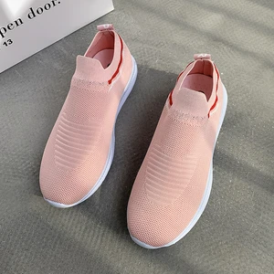 Womens Summer Sneakers Slip on Flat Shoes White Loafers Womens Tennis Shoes Sock Sneakers Shoes 2022 Women Casual Shoes