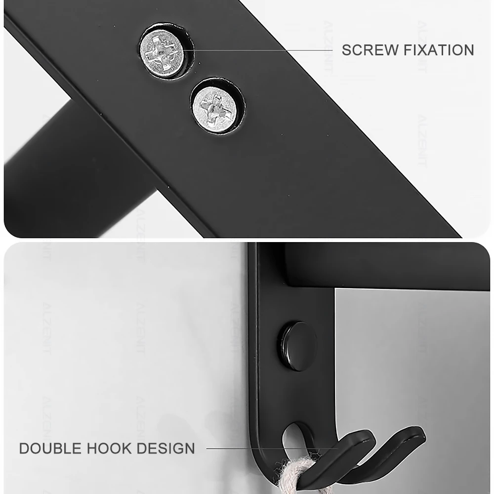 towel bar 40 60 cm multi rod rail with hook wall mount holder bathroom accessories matte rack black shower hanger aluminum shelf free global shipping