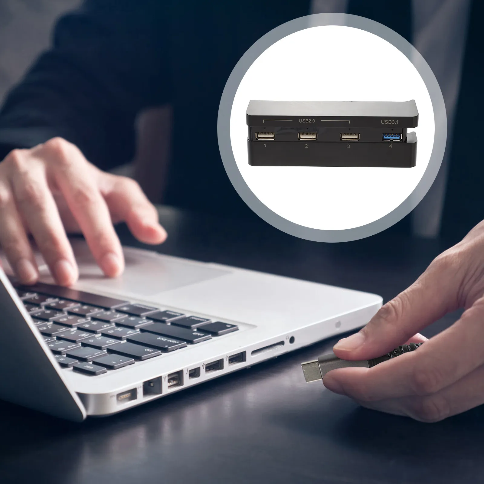 USB-хаб-расширитель для игровых консолей, совместимый с PS4 Slim, ПК, ноутбуками, USB 2.03.1, поддержка нескольких устройств, не требует драйверов (art.: 3920db2f38d85) - 3920db2f38d85