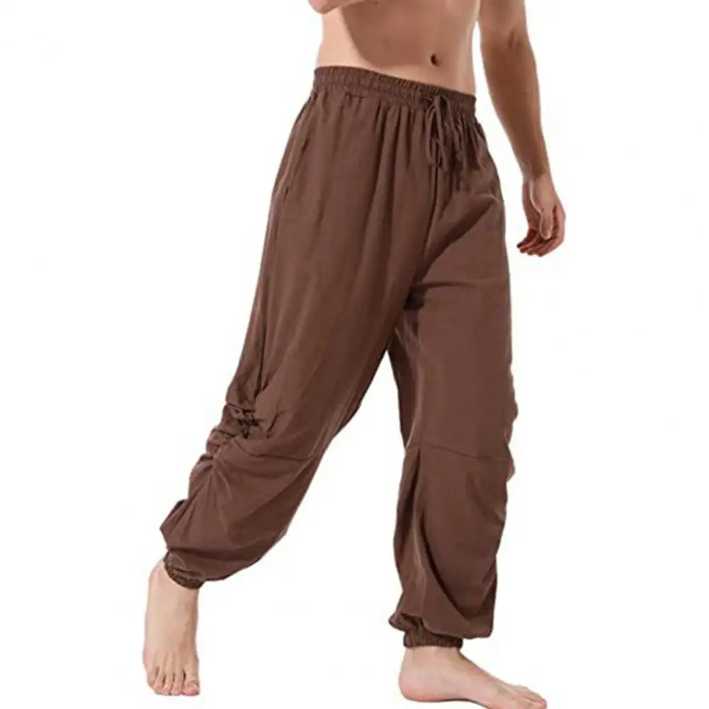 

Men Trousers Trendy Elastic Waist Pleats Pants Loose High Waist Men Pants