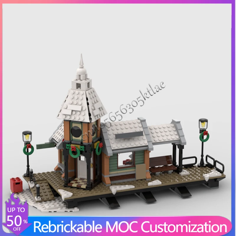 Фото 637 деталей, моды для конструктора House Street 10259 Winter Village Train Station, модульный конструктор MOC, сборка своими руками, игрушка для мальчиков, подарок на праздник №1