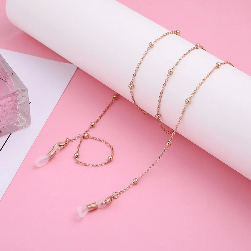 

Women Chic Sunglasses Chains Gold Silver Reading Necklace Non-slip Beaded Glasses Chain 2020 New Vintage Eyewear Cord Lanyard