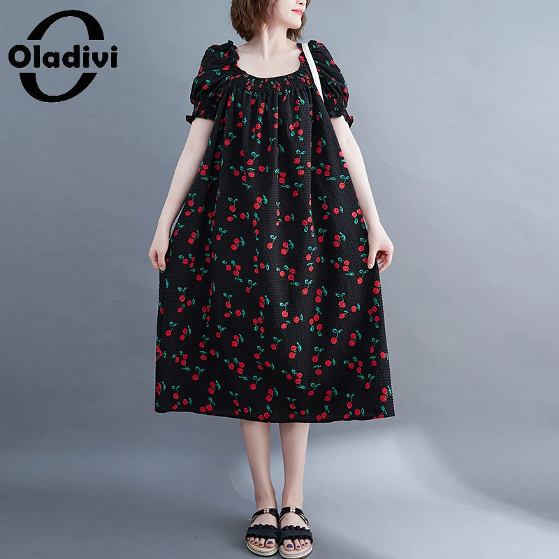 

Oladivi модное платье большого размера с принтом женская Повседневная Свободная одежда большого размера 2022 новые летние платья модные женские платья 9759