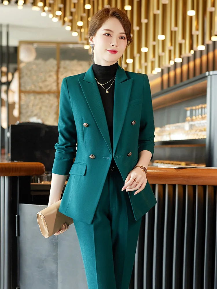 Bright red black and white autumn and winter business teacher work clothes, professional clothes, women's suits, high-end suits