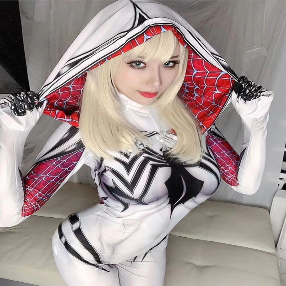 

Gwen Stacy Costume Anti-Gwenom Cosplay Superhero Zentai Suit Spiderman Bodysuit Sexy Jumpsuit for Women Halloween Costumes