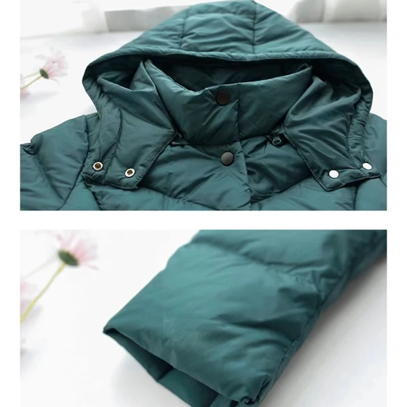 Removable Hood Down Jacket Women's Long Thickened Ethnic Style Print Winter New Coat