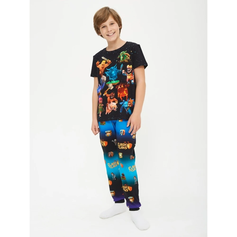 Пижамный комплект для мальчика FortyFour KPJ034 черный 100% хлопок | Детская одежда и обувь