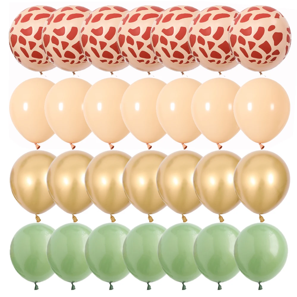 

28pcs 10/12inch Jungle Animal Printed Balloons Avocado Green Balloons Wedding Baby Shower Birthday for Kids Party Decorations