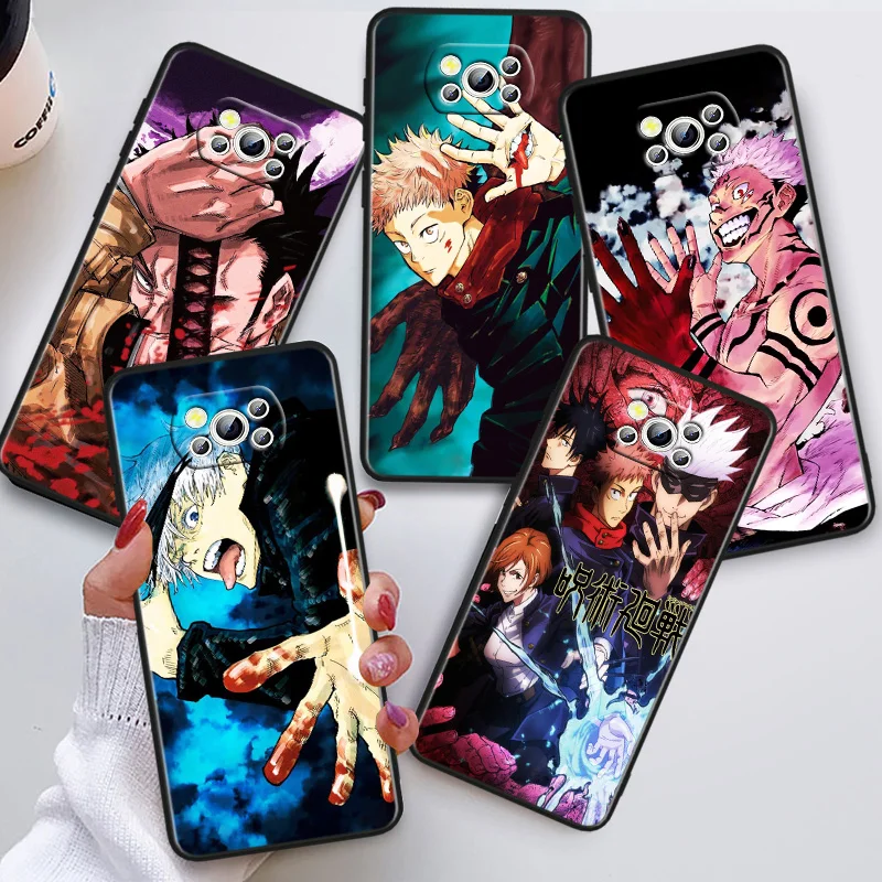 

Anime Jujutsu Kaisen Phon Case For Xiaomi POCO C50 C40 C31 C3 M5S X4 M4 M3 F4 F3 GT F2 F1 X3 NFC X2 Pro Black Cover