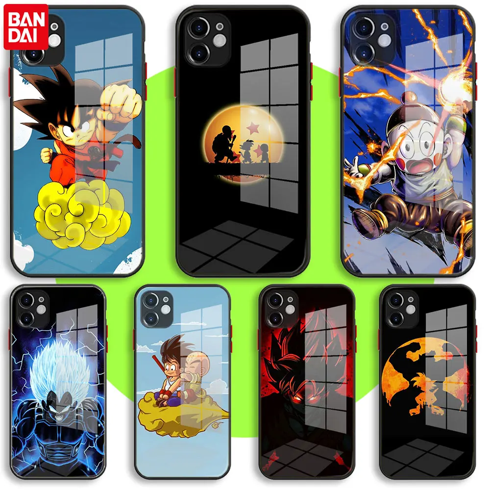 

BANDAI Black Soft Glass Case For iPhone 13 11 12 Mini Pro Max XS XR X 7 8 6 Plus SE2 Silicone Cover DBZ Dragon ball anime
