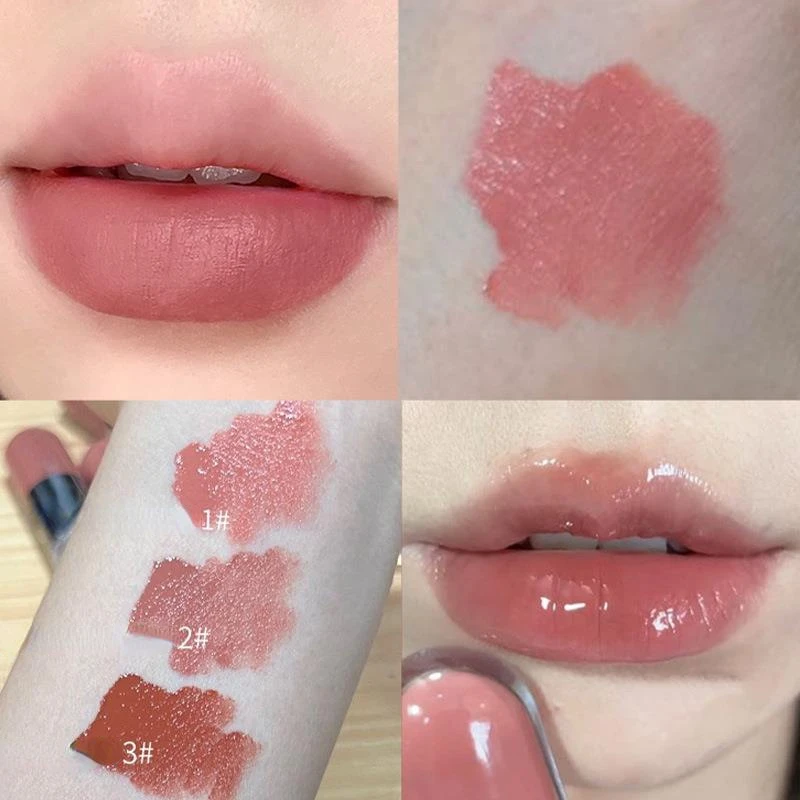 Дзеркальная губная помада с двойной головкой вишнево-красная глянцевая двойным