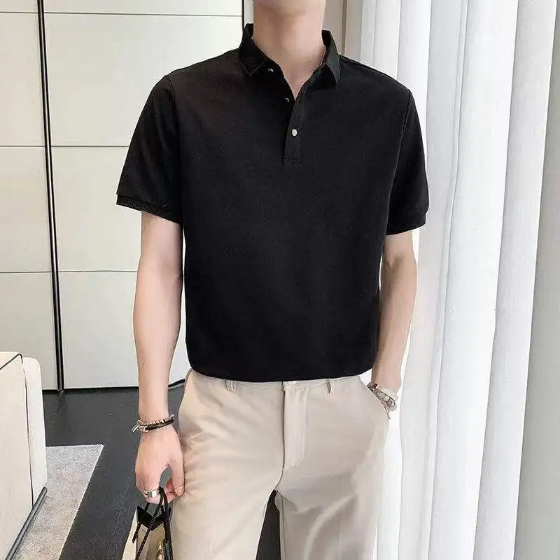 

W3029 - Men's simple and personalized short sleeve polo 2022 new color placket Lapel T-shirt.