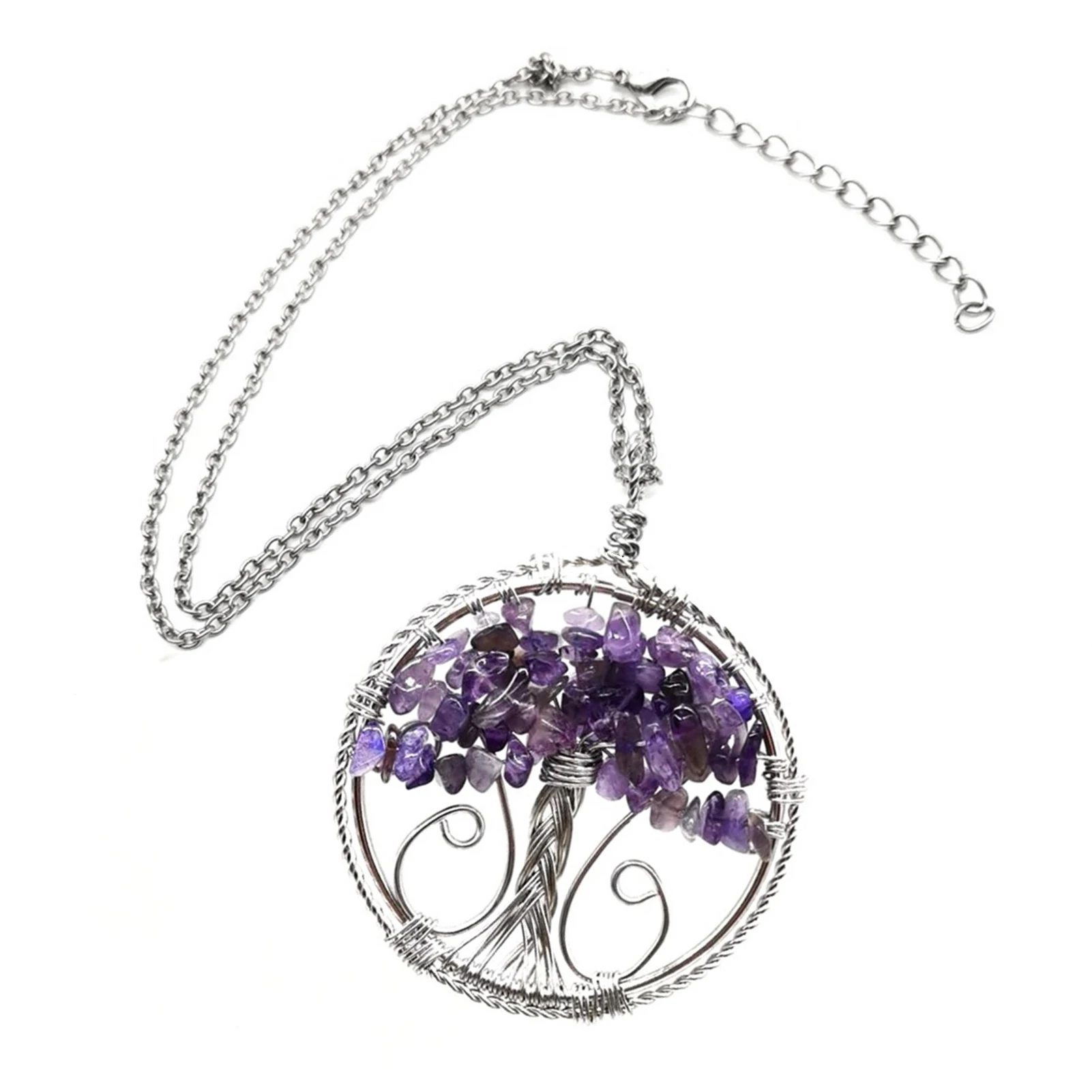 

Chakra Necklace 7 Chakra Healing Crystal Necklaces Tree Of Life Necklace Natural Reiki Quartz Gemstone Jewelry For Women Girls