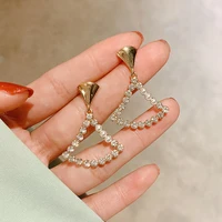 2022 new south korea delicate pearls geometric drop earrings for women fashion crystal earrings party jewelry gifts wholesale