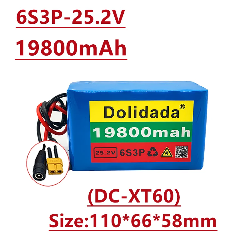 

2022 New 24V 19800mAh 6S3P 18650 Battery Lithium Battery 25.2v 19800mAh Electric Bicycle Moped /Electric/Li ion Battery Pack