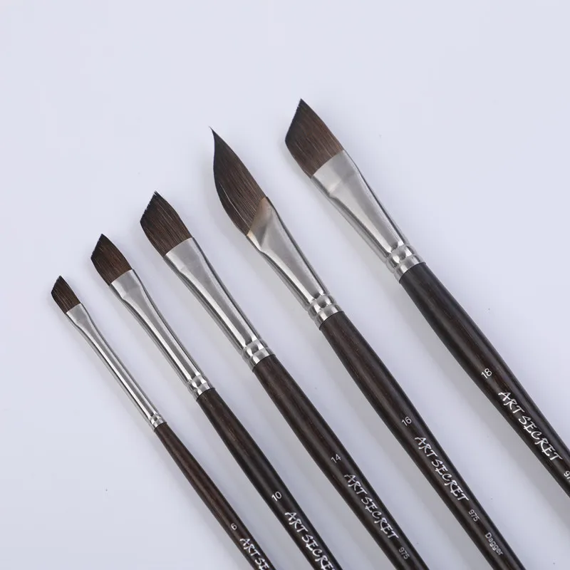 Artsecret 975 ANGLE Acrylic Watercolor Painting Brush Squirrel Hair Mix Carbonized Bamboo Rod Stationery Draw Art-Tool Supplies