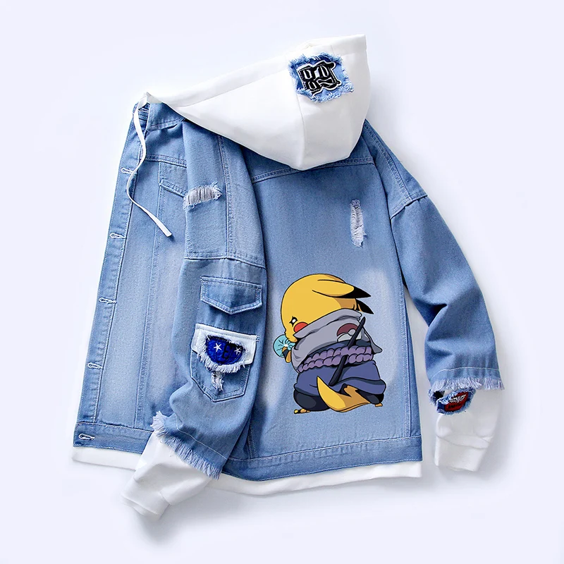 Джинсовая куртка для мальчиков-подростков аниме периферийный Покемон Пикачу
