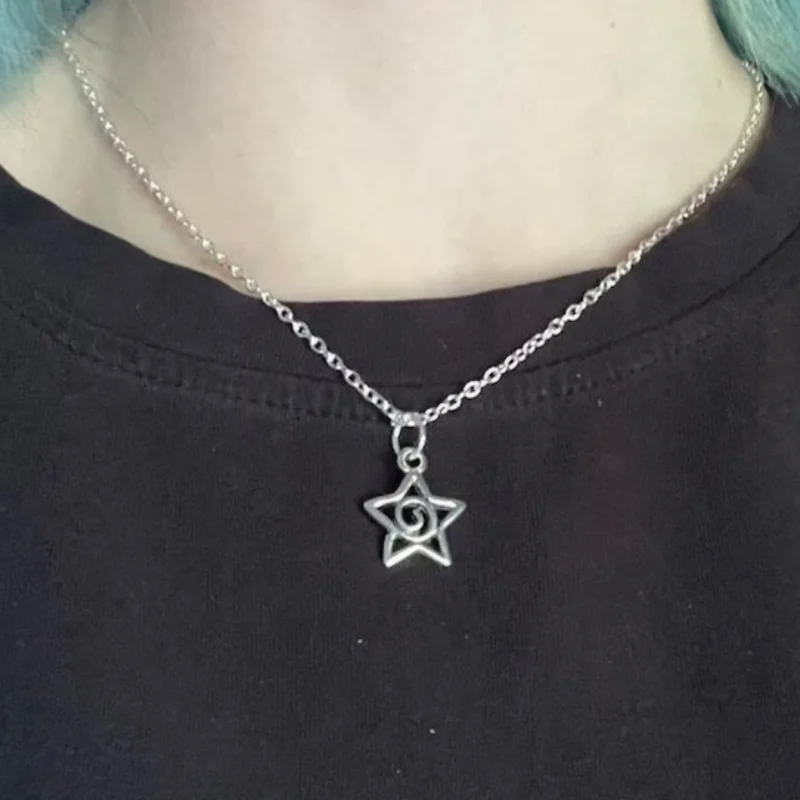 Ожерелье ручной работы с серебряной свисающей звездой | серьги Celestial Fairycore Cottagecore