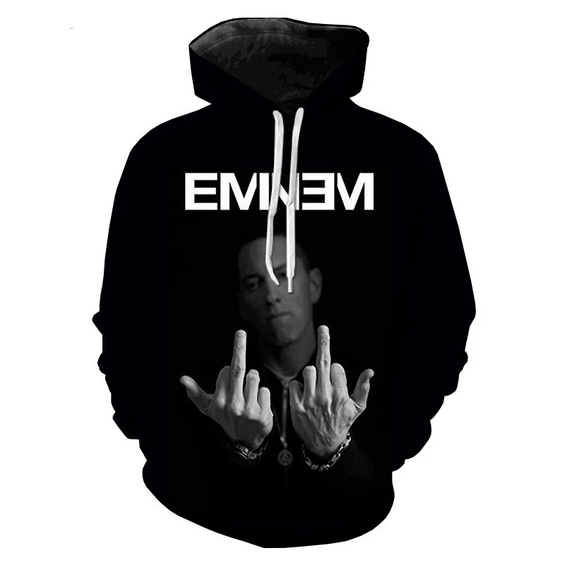 3D Eminem Hoodies Long Sleeve Sweatshirts Men Women Hoodie Autumn Rapper 3D Printed Hooded Fashion Boys Girls White Pullovers