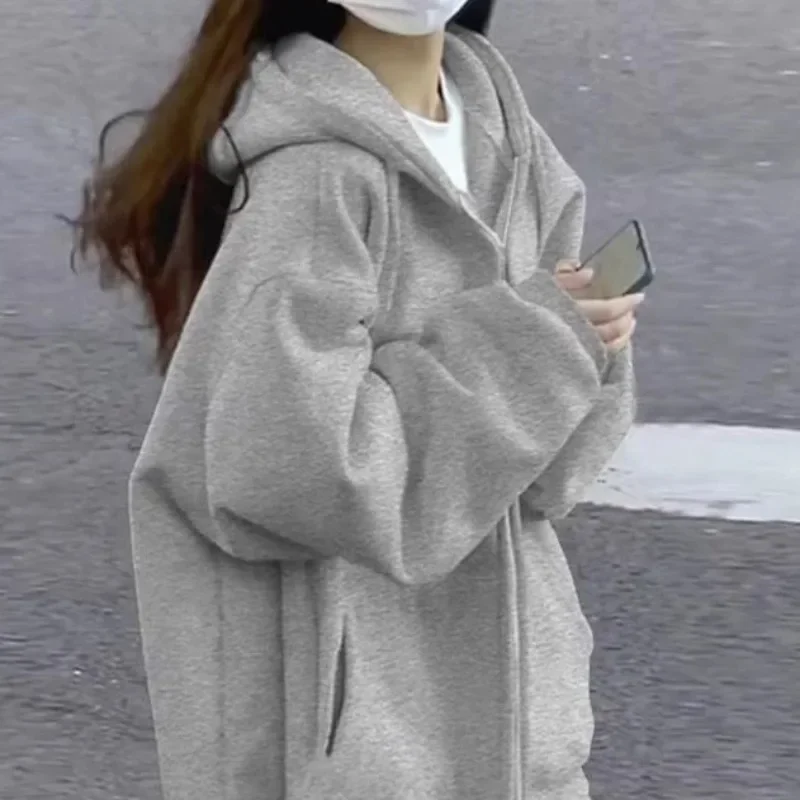 Осень-зима 2024 новый стиль толстовка с капюшоном женская повседневная свободная