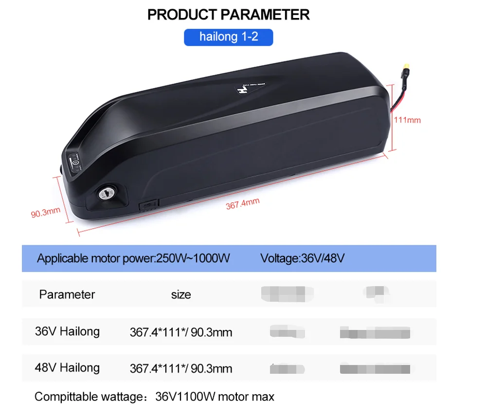 Аккумулятор для электровелосипеда Hailong Panasonic 18650 36 В 52 в 350 Ач 48 двигатель 500 Вт 750 1000