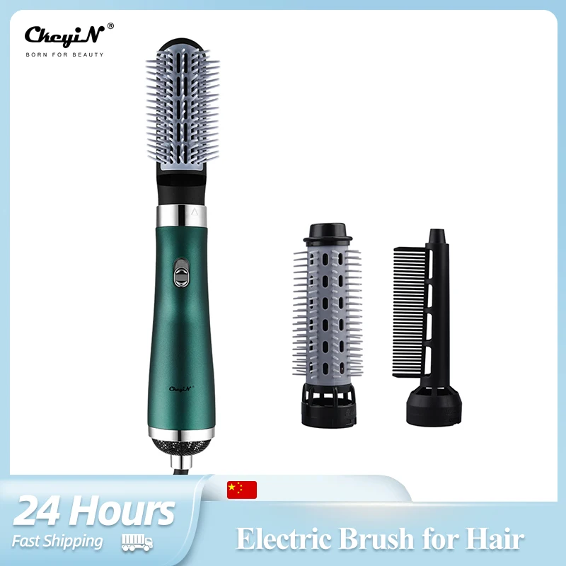 

CkeyiN 3 in 1 Hair Dryer Brush Negative Ion Electric Brushes for Hair Professional Hair Curling and Straightening Brush