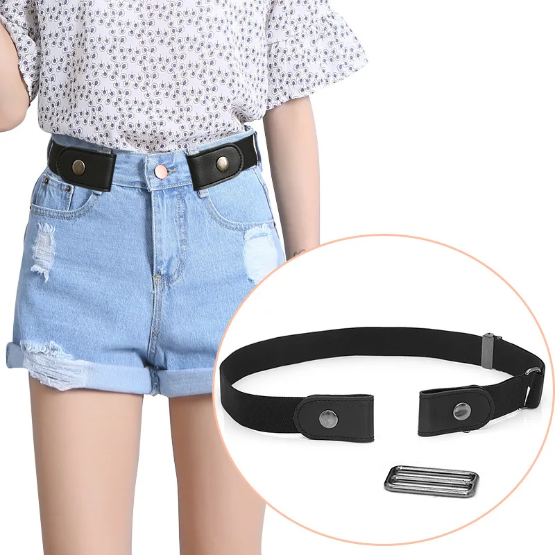 

Lazy Belt No Buckle Stretch Waist Belt Elastic Buckle-Free Leather Stretch Waistbelt Soft Traceless Solid Color Jeans Decoration
